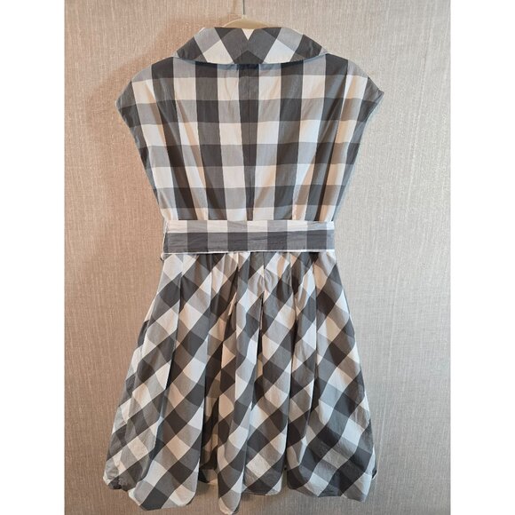 Sleeveless Gray & White Gingham Wrap Dress With Belt Chadwicks  Size 2P - Picture 3 of 11